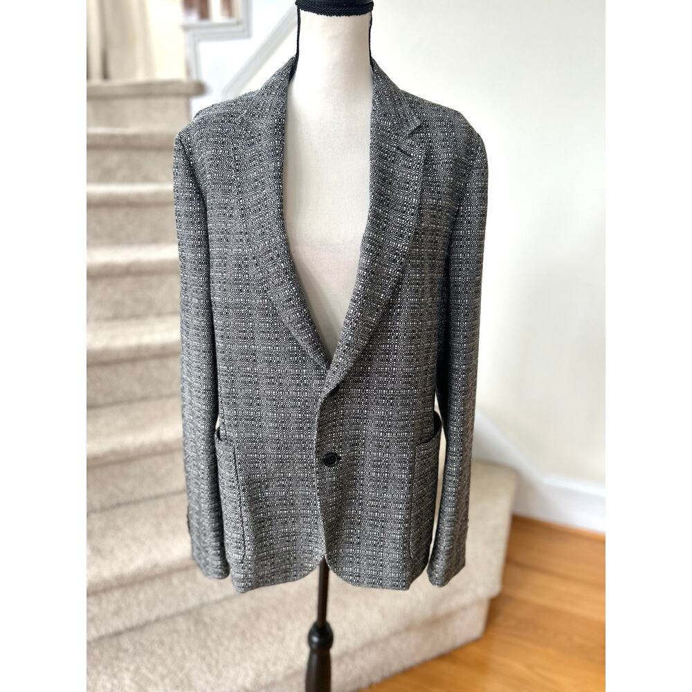 Paul Smith Soho Grey Marled Knit Wool Unlined Double Vent Two Button Blazer
